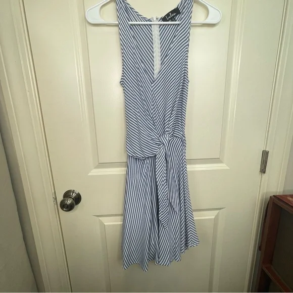 Lulu’s Teague Blue And White Striped Tie Front Dress - Picture 13 of 17